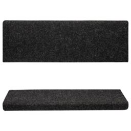 Berkfield Home Stair Mats 15 pcs Needle Punch 65x21x4 cm Black - Size: Medium - thumbnail 4