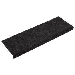 Berkfield Home Stair Mats 15 pcs Needle Punch 65x21x4 cm Black - Size: Medium - thumbnail 3