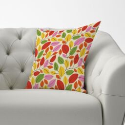Warren Reed - Designer Autumn Leaves Cushions in Red - Size: 60 cm x 60 cm - thumbnail 2
