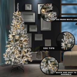 Shatchi 4Ft Pre-Lit Yukon Snow Pine Christmas Tree with Warm White LEDs - thumbnail 2