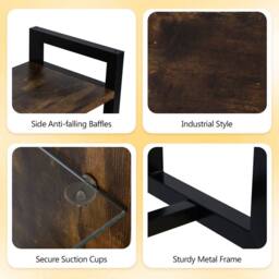 Costway Industrial Floating Shelves 6-Tier Wall Mounted Shelf w/ 8 S-Hooks in Black - thumbnail 4