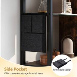 Costway Industrial Floating Shelves 6-Tier Wall Mounted Shelf w/ 8 S-Hooks in Black - thumbnail 7