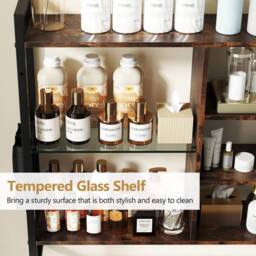 Costway Industrial Floating Shelves 6-Tier Wall Mounted Shelf w/ 8 S-Hooks in Black - thumbnail 5