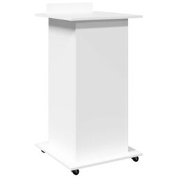 Berkfield Home Lectern with Wheels & Drawer White 55x55x107 cm Engineered Wood - Size: 55 x 55 x 107 cm - thumbnail 6