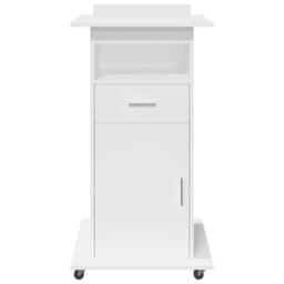 Berkfield Home Lectern with Wheels & Drawer White 55x55x107 cm Engineered Wood - Size: 55 x 55 x 107 cm - thumbnail 4