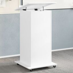 Berkfield Home Lectern with Wheels & Drawer White 55x55x107 cm Engineered Wood - Size: 55 x 55 x 107 cm - thumbnail 1