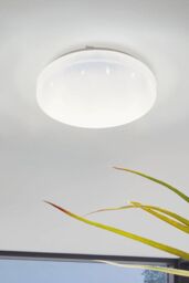 Eglo Frania-S Metal & Plastic With Crystal Effect Integrated LED Flush Light in White - thumbnail 2