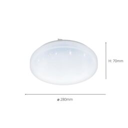 Eglo Frania-S Metal & Plastic With Crystal Effect Integrated LED Flush Light in White - thumbnail 3