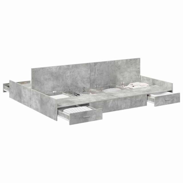 Berkfield Home Storage Bed Frame Concrete grey 140 x 190 cm Melamine - image 1