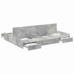 Berkfield Home Storage Bed Frame Concrete grey 140 x 190 cm Melamine - thumbnail 1