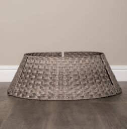 Samuel Alexander 48/70cm Large KD Plastic Wicker Rattan Woven Christmas Tree Skirt in Grey - thumbnail 5