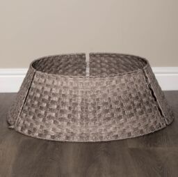 Samuel Alexander 48/70cm Large KD Plastic Wicker Rattan Woven Christmas Tree Skirt in Grey - thumbnail 4