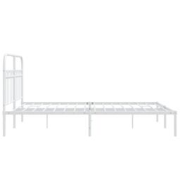 Berkfield Home Metal Bed Frame without Mattress with Headboard White 135x190cm - Size: 135x190 cm - thumbnail 5