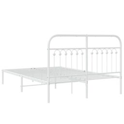 Berkfield Home Metal Bed Frame without Mattress with Headboard White 135x190cm - Size: 135x190 cm - thumbnail 6