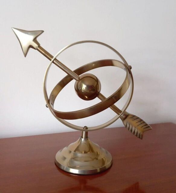 Inspirational Gifting Armillary Sphere Globe Desk Top Brass Ornament Sculpture in Gold - image 1