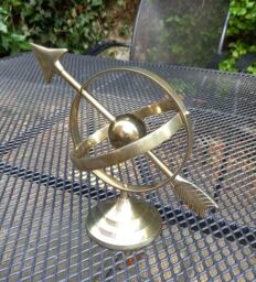 Inspirational Gifting Armillary Sphere Globe Desk Top Brass Ornament Sculpture in Gold - thumbnail 4