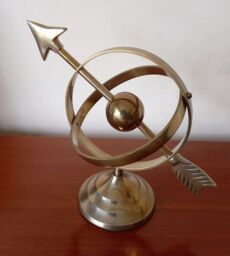 Inspirational Gifting Armillary Sphere Globe Desk Top Brass Ornament Sculpture in Gold - thumbnail 2