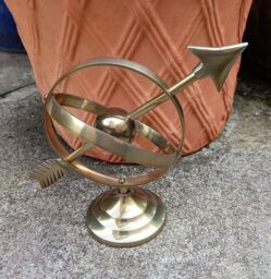 Inspirational Gifting Armillary Sphere Globe Desk Top Brass Ornament Sculpture in Gold - thumbnail 5