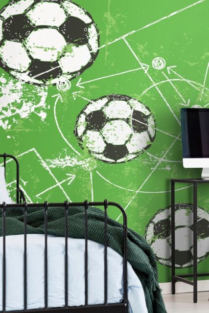 Origin Murals Football Grunge Wall Mural in Green - Size: W350 cm x H280 cm - image 1