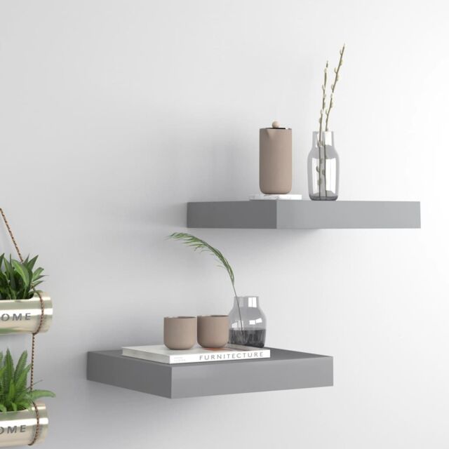 Berkfield Home Floating Wall Shelves 2 pcs Grey 23x23.5x3.8 cm MDF - image 1