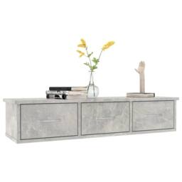 Berkfield Home Decorative Wall-mounted Drawer Shelf Concrete Grey 88x26x18.5 cm - thumbnail 1
