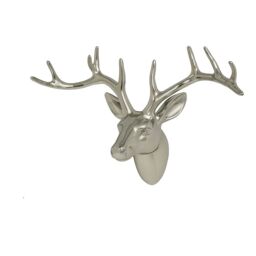 Melody Maison Silver Metal Stags Head 38cm X 25cm in Metallic Silver - Size: 38 cm X 25 cm