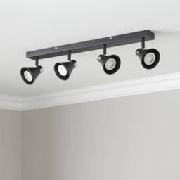 First Choice Lighting Set of 2 Burton - Matt Black & Chrome Detail 4 Way Ceiling Spotlights - thumbnail 8