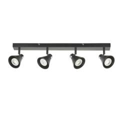First Choice Lighting Set of 2 Burton - Matt Black & Chrome Detail 4 Way Ceiling Spotlights - thumbnail 3