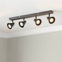 First Choice Lighting Set of 2 Burton - Matt Black & Chrome Detail 4 Way Ceiling Spotlights - thumbnail 9