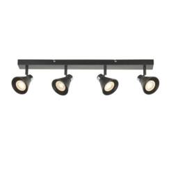 First Choice Lighting Set of 2 Burton - Matt Black & Chrome Detail 4 Way Ceiling Spotlights - thumbnail 2