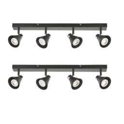 First Choice Lighting Set of 2 Burton - Matt Black & Chrome Detail 4 Way Ceiling Spotlights - thumbnail 1