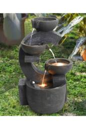 Living and Home Cascading C Shaped Water Feature Garden Fountain in Natural - thumbnail 3