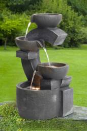 Living and Home Cascading C Shaped Water Feature Garden Fountain in Natural - thumbnail 1