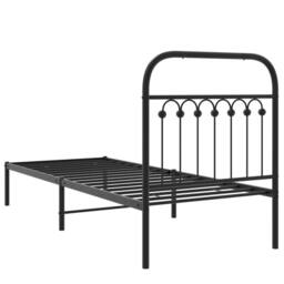Berkfield Home Metal Bed Frame without Mattress with Headboard Black 80x200cm - Size: 80x200 cm - thumbnail 6