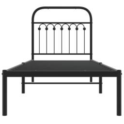 Berkfield Home Metal Bed Frame without Mattress with Headboard Black 80x200cm - Size: 80x200 cm - thumbnail 4