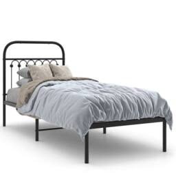 Berkfield Home Metal Bed Frame without Mattress with Headboard Black 80x200cm - Size: 80x200 cm - thumbnail 3