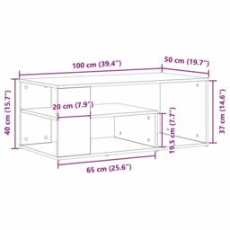 Berkfield Home Modern Coffee Table Black Oak 100x50x40 cm Engineered Wood - Size: 100 x 50 x 40 cm - thumbnail 8