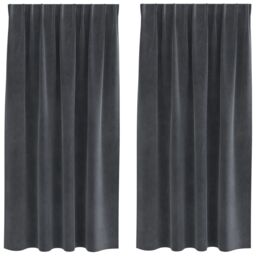 Berkfield Home Blackout Curtains with Top Tape 2 pcs Light Grey Velvet - thumbnail 2