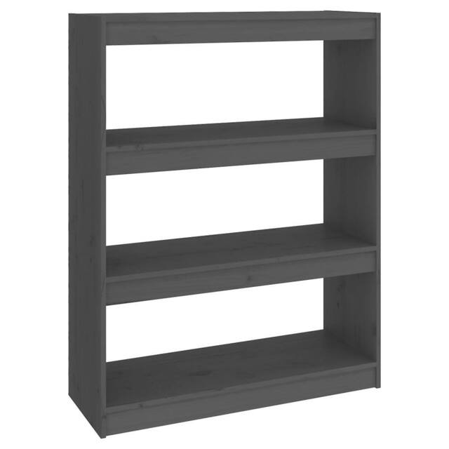 Berkfield Home Book Cabinet/Room Divider Grey 80x30x103.5 cm Solid Wood Pine - image 1