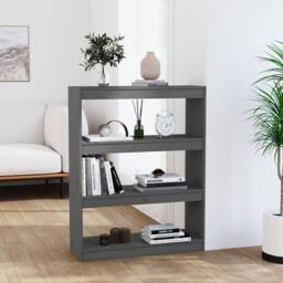 Berkfield Home Book Cabinet/Room Divider Grey 80x30x103.5 cm Solid Wood Pine - thumbnail 2