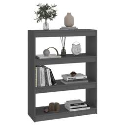 Berkfield Home Book Cabinet/Room Divider Grey 80x30x103.5 cm Solid Wood Pine - thumbnail 3