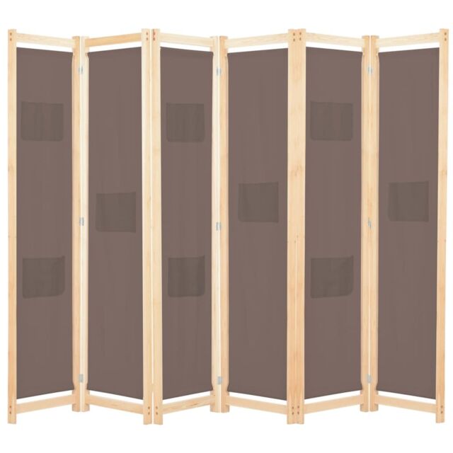 Berkfield Home 6-Panel Room Divider Brown 240x170x4 cm Fabric - Size: 240 x 170 x 4 cm - image 1