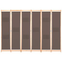 Berkfield Home 6-Panel Room Divider Brown 240x170x4 cm Fabric - Size: 240 x 170 x 4 cm - thumbnail 2