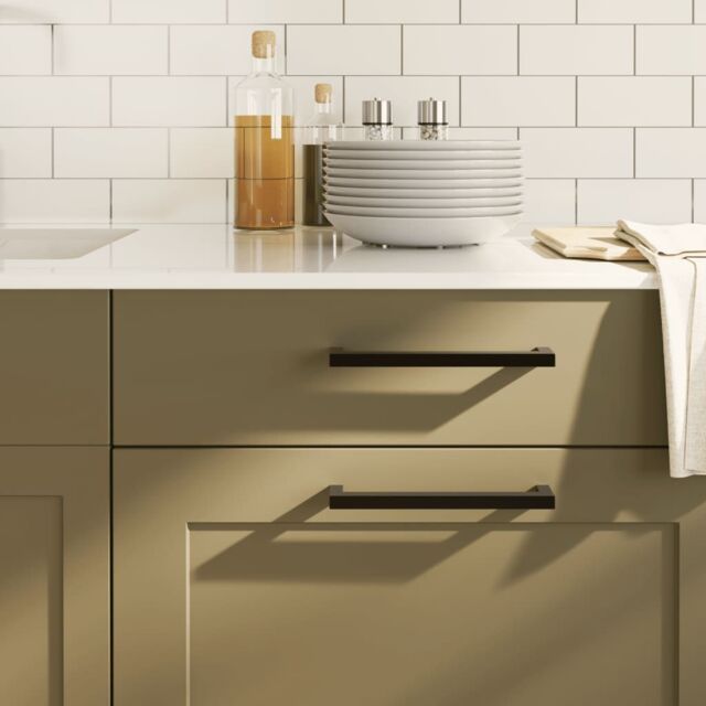 Berkfield Home Cabinet Handles 5 pcs Black 192 mm Stainless Steel - image 1