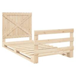 Berkfield Home Bed Frame without Mattress with Headboard 100x200 cm Solid Wood in Natural - thumbnail 3
