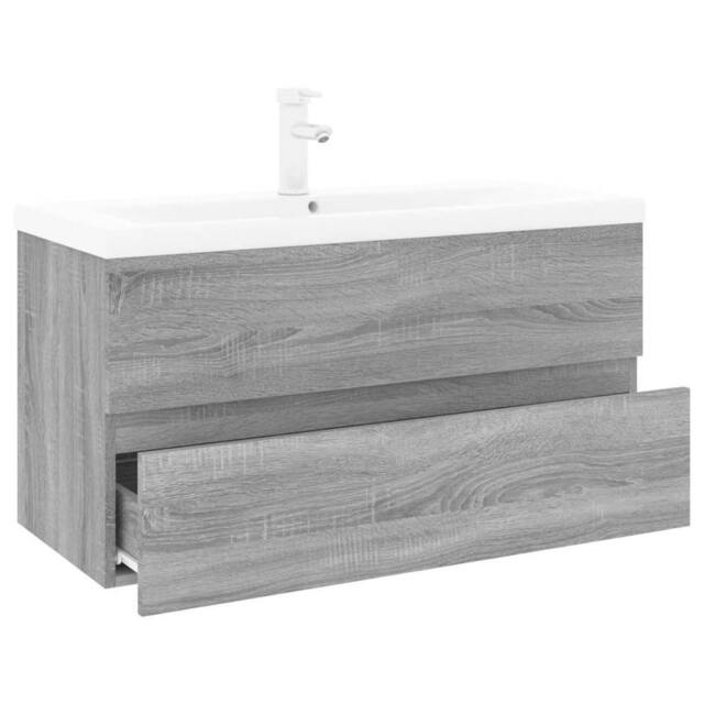 Berkfield Home Sink Cabinet with Built-in Basin Grey Sonoma Engineered Wood - image 1