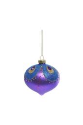 KDMD Purple & Blue Glass Droplet Bauble Dia8cm 2 Pack - thumbnail 1