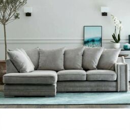Furnishings For Less UK Kensington Deluxe Chenille Corner Sofa 3 - 4 Seater L Shaped Corner Sofa Left Hand Facing Charcoal or Seal in Light Grey - thumbnail 2