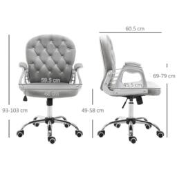 Havendro Luxury Velour Tufted Ergonomic Swivel Office Chair Grey - Size: 100 cm x 15 cm - thumbnail 2