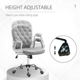 Havendro Luxury Velour Tufted Ergonomic Swivel Office Chair Grey - Size: 100 cm x 15 cm - thumbnail 5